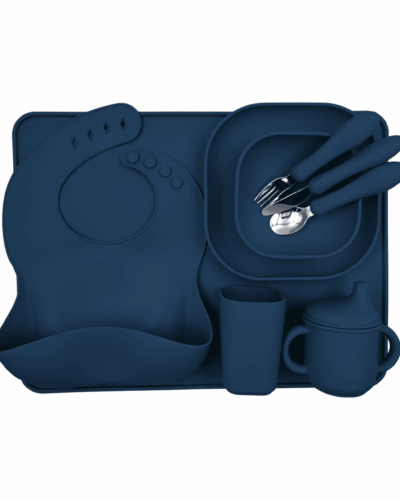 Complete Marine Blue Siliconen Eetset voor Kinderen