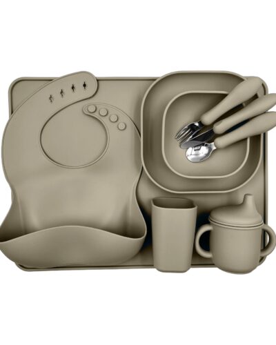Complete Stone Green Siliconen Eetset voor Kinderen