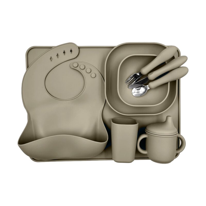 Complete Stone Green Siliconen Eetset voor Kinderen