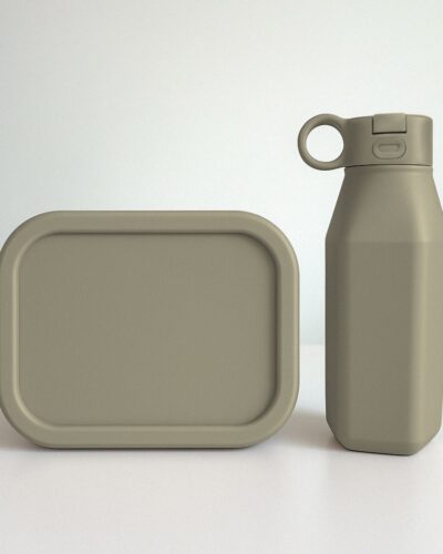 stone green siliconen lunchbox drinkfles set