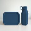 marineblauwe siliconen lunchbox drinkfles set