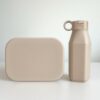 beige siliconen lunchbox en drinkfles set - 2-delig, BPA-vrij