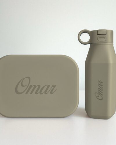 Alternative view of Lunchbox & Drinkfles | Siliconen | Stone Green | Personaliseerbaar