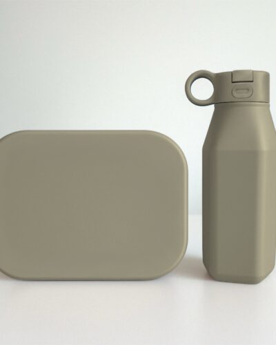 Lunchbox & Drinkfles | Siliconen | Stone Green | Personaliseerbaar