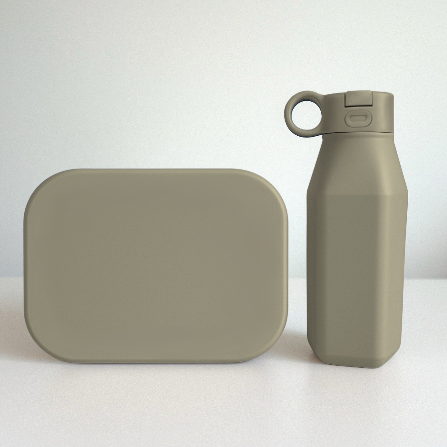 Lunchbox &Amp; Drinkfles | Siliconen | Stone Green | Personaliseerbaar 1 Lunchbox & Drinkfles | Siliconen | Stone Green | Personaliseerbaar
