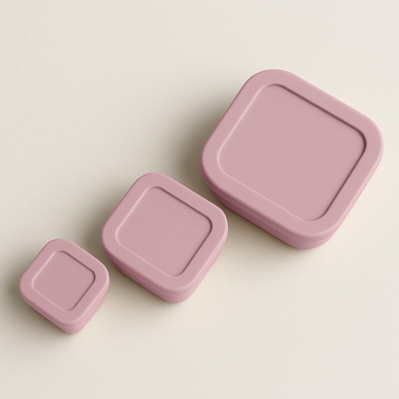 Beige siliconen snackdoosjes – bovenaanzicht