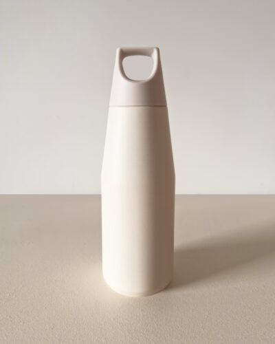 Japandi Minimalist RVS drinkflesin mat crème wit