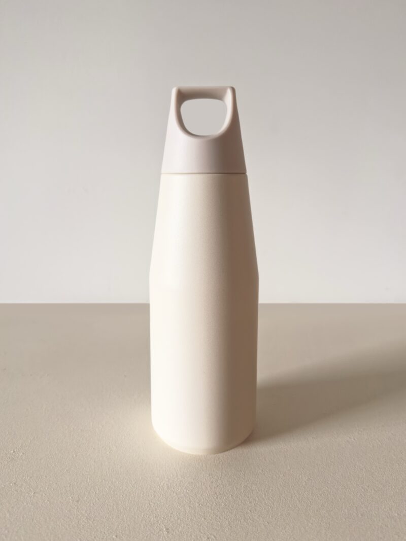 Japandi Minimalist RVS drinkflesin mat crème wit