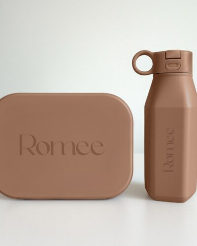 Mokka siliconen lunchbox drinkfles set met grote naamgravure