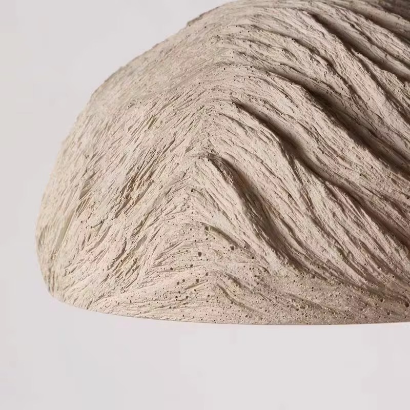 Wabi Sabi | Japanse Hanglamp | Beton | Hout 13 close-up van betonnen lampkap met natuurlijke structuur en reliëf