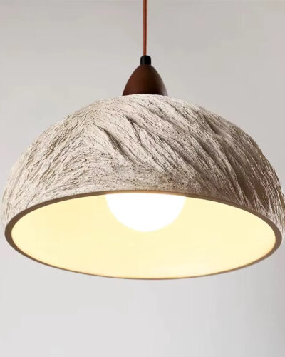 Wabi Sabi | Japanse Hanglamp | Beton | Hout 29 wabi sabi beton hanglamp schuin van onder met zicht op binnenkant