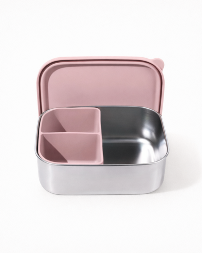 Lunchbox | RVS | Siliconen | Blush | Personaliseerbaar