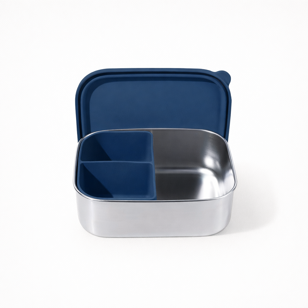 Lunchbox | Rvs | Siliconen | Navy | Personaliseerbaar 1 Lunchbox | RVS | Siliconen | Navy | Personaliseerbaar