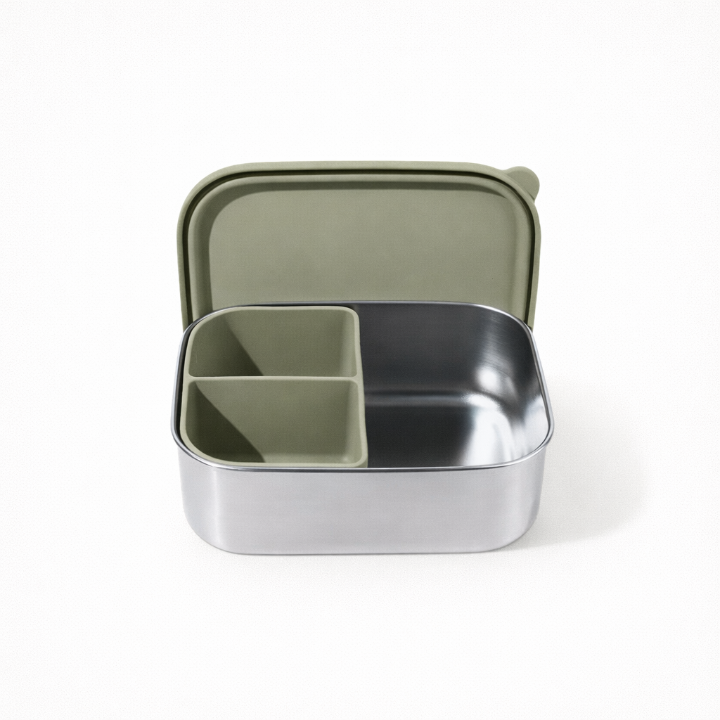 Lunchbox | Rvs | Siliconen | Olive | Personaliseerbaar 1 Lunchbox | RVS | Siliconen | Olive | Personaliseerbaar