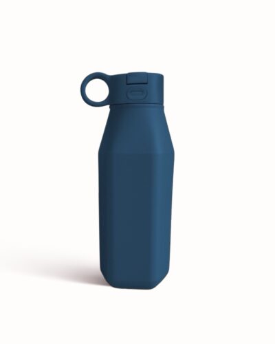 navy siliconen drinkfles - vooraanzicht, 350 ml