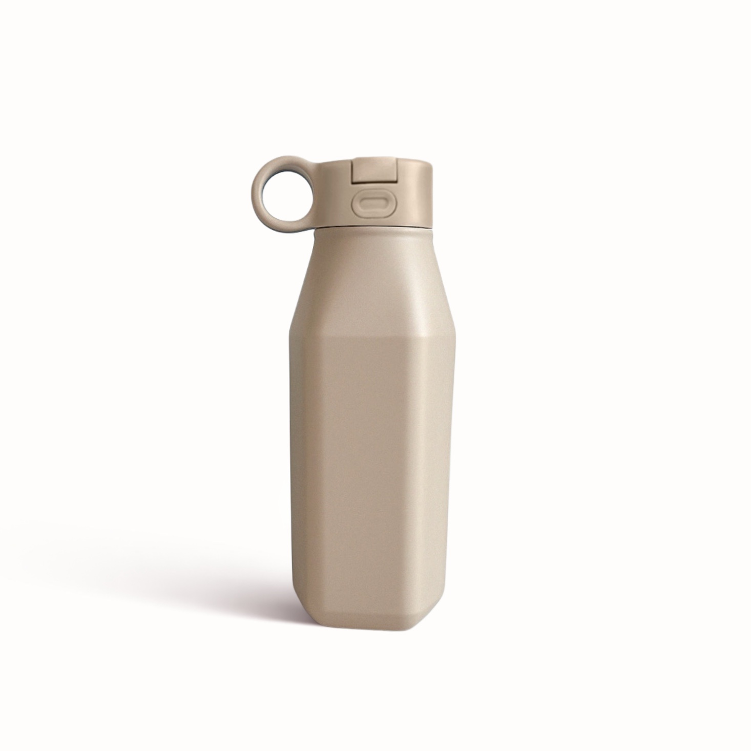Beige Siliconen Drinkfles | Personaliseerbaar 1 beige siliconen drinkfles - vooraanzicht, 350 ml