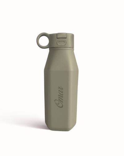 olive siliconen drinkfles met naamgravure