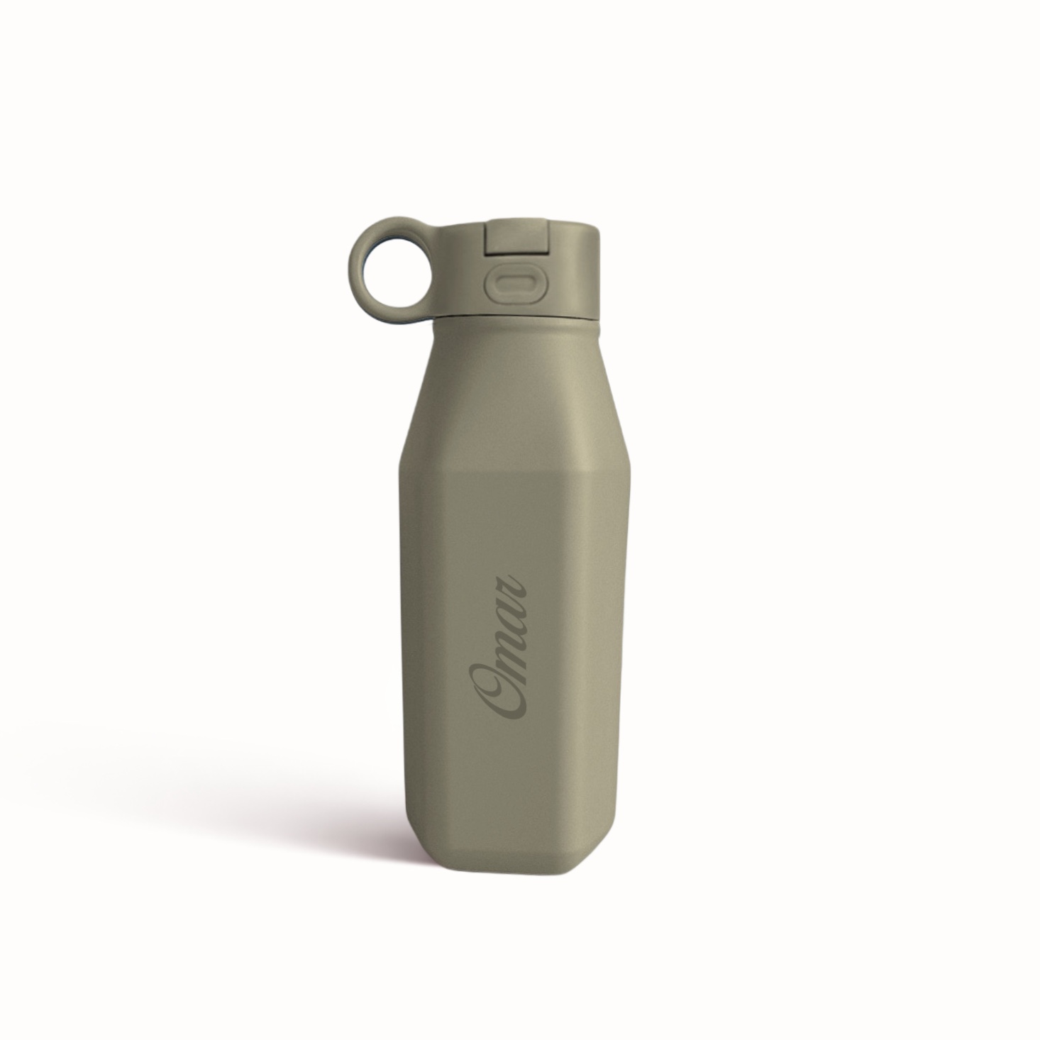 Olive Siliconen Drinkfles | Personaliseerbaar 2 olive siliconen drinkfles met naamgravure