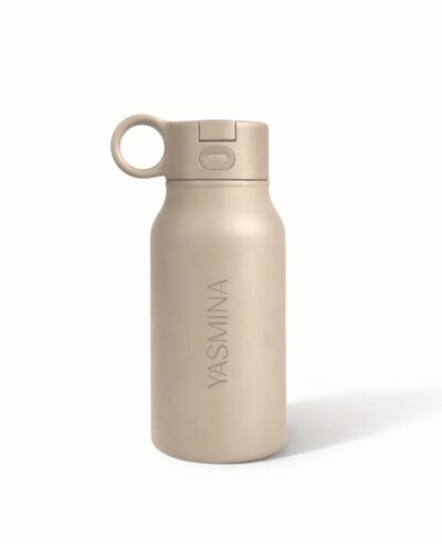 beige siliconen drinkfles 250 ml met naamgravure