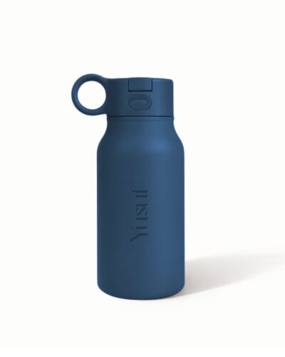 navy siliconen drinkfles 250 ml met naamgravure