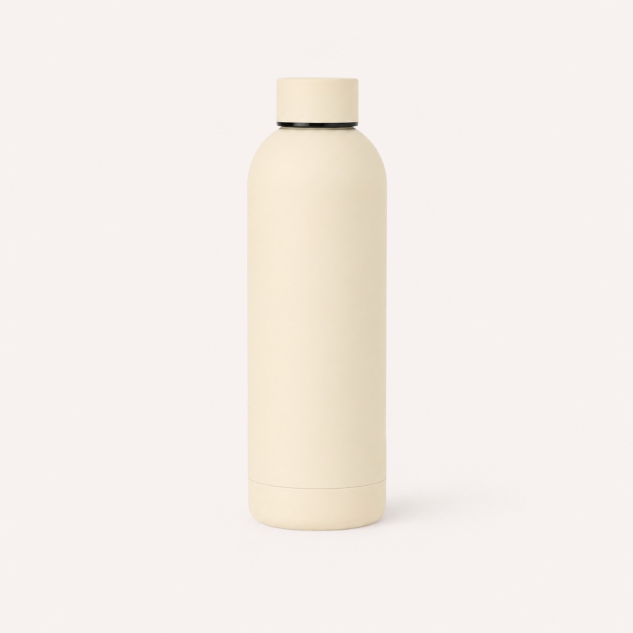 Thermosfles 500Ml Ivory | Dubbelwandige Rvs Drinkfles, Personaliseerbaar 1 Thermosfles 500ml Ivory - dubbelwandige RVS drinkfles met matte rubbercoating