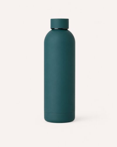 Thermosfles 500ml Forest Teal - dubbelwandige RVS drinkfles met matte rubbercoating