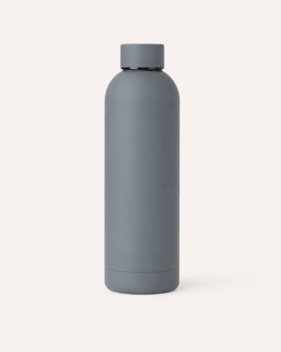 Thermosfles 500ml Stone Grey - dubbelwandige RVS drinkfles met matte rubbercoating
