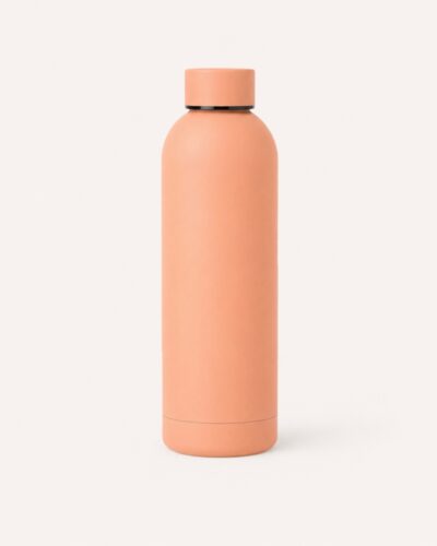 Thermosfles 500ml Peach - dubbelwandige RVS drinkfles met matte rubbercoating