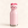 RVS kinderdrinkfles Poppy Poes van HEK&BAY, vooraanzicht met de poezendop erop